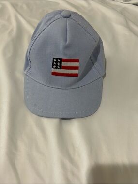 Janie and Jack Light Blue Cap with Red-White-Blue Trim